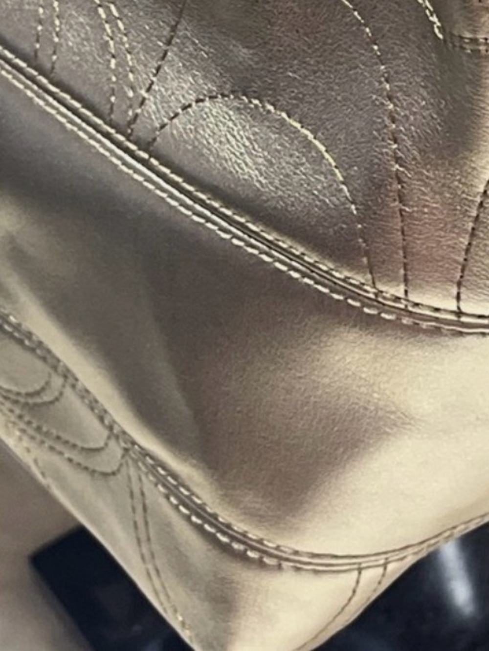 Coach Gold Shoulder Bag with Signature Embossed Design - Picture 8 of 10
